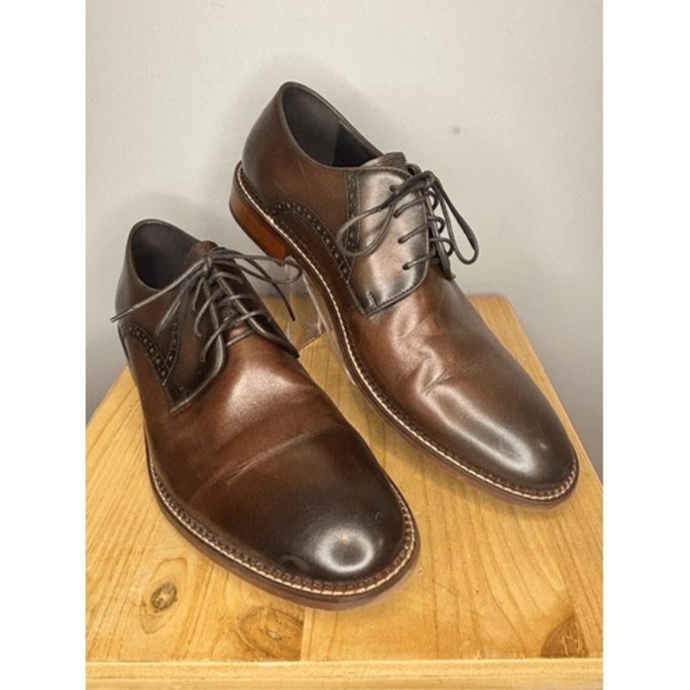 Zanzara‎ Men's Patrice Lace Up Leather Almond Toe Oxford Shoes in Cognac Size 12